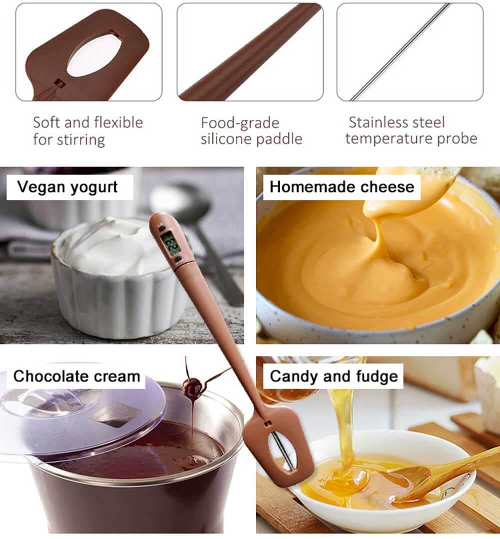 Digital Thermo Spatula LCD Display BPA Free Silicone Kitchen Aid Instant Read for Chocolate Candy Meat - Imported from UK