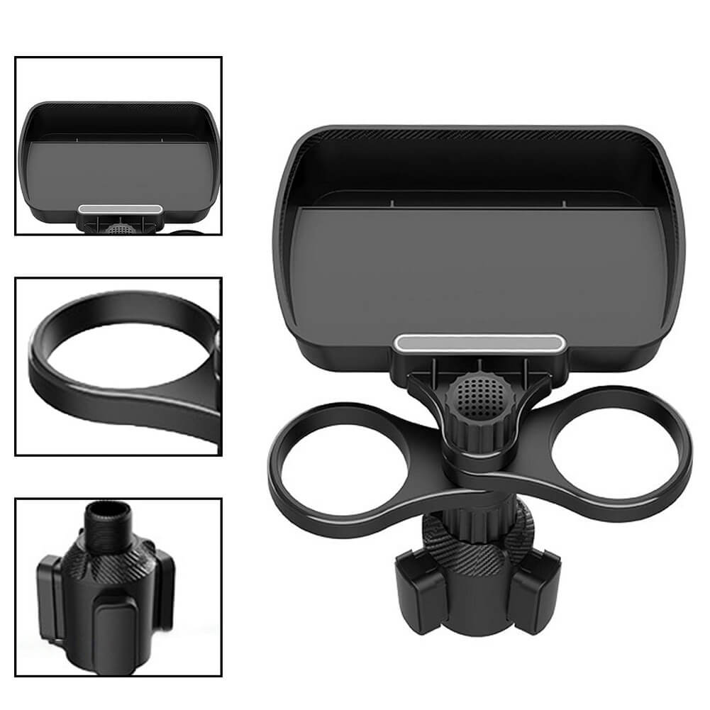 Multifunctional Car Cup Holder Tray with Swivel Base, 360° Adjustable Car Cup Holder Food Tray for Dining, Work & Travel (Container Product Without Box) - Imported from UK