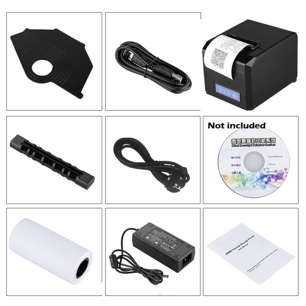 Excelvan Thermal Receipt Printer 80mm with USB Lan Com & Cash Drawer 300mm/S Speed - Imported from UK