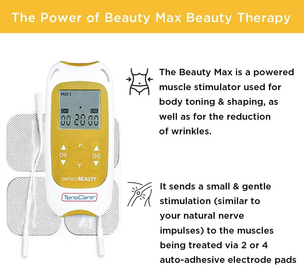 TensCare Perfect Beauty, for Face Lift Wrinkle Reduction, Skin Tightening & Body Muscle Toning Stimulator for Abs Buttocks Thighs - Imported from UK