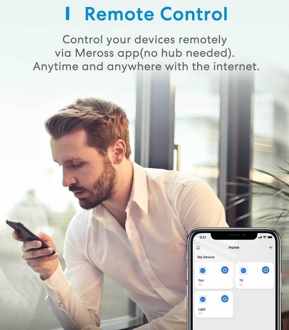Meross Smart WiFi Plugs Compatible with HomeKit, Alexa, Google Home, SmartThings Wireless Remote Control Timer Plug No Hub Required (Pack of 4) - Imported from UK