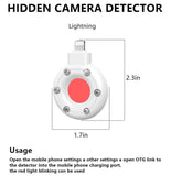 Hidden Camera Detector with 6 LEDs Sensitive Light Detector Through Infrared Filter to Protect Your Privacy, Lighting Port For iPhone - Imported from UK