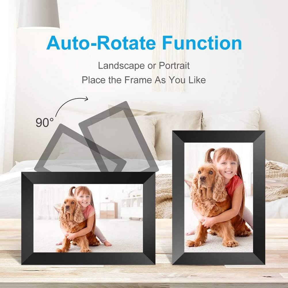 PODOOR 10.1" WiFi Digital Photo Frame, Touch Smart Electronic Picture Frame 1280 x 80 with 16GB Memory Automatic Rotation Adjustable Brightness iOS & Android App - Imported from UK