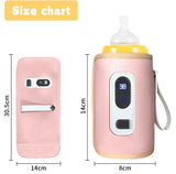 Digital Baby Bottle Warmer, Portable Baby Fagging Jacket USB 5 Gears Adjustable Temperature with LED Display For Breastmilk & Formula For Night Feeding & Outdoor  - Imported from UK