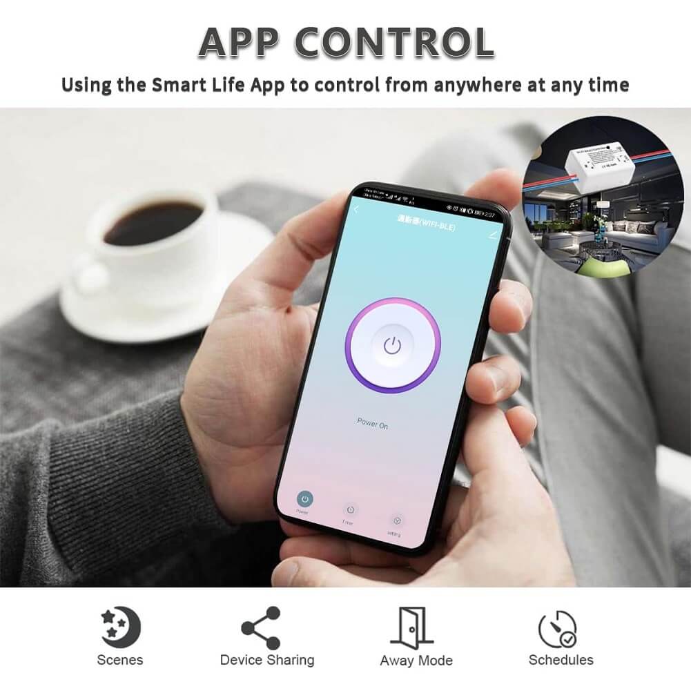 CNBINGO WiFi Smart Controller, 2200W Mini Module Wireless Switch for Most Appliances, Smart Light Switch Work with Alexa/Google Home Smart Life App Control Timer Switch (Pack of 2) - Imported from UK