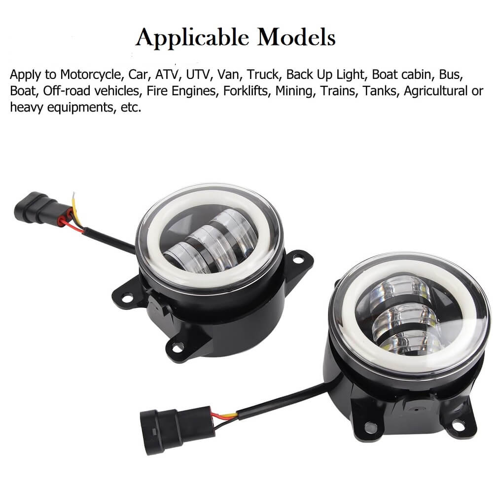 Amazon 4" Super Bright Universal Fog Spotlight With Halo Ring DRLs & Indicators, Driving Fog Lamp for Cars & Motorcycles (Set of 2) - Imported from UK