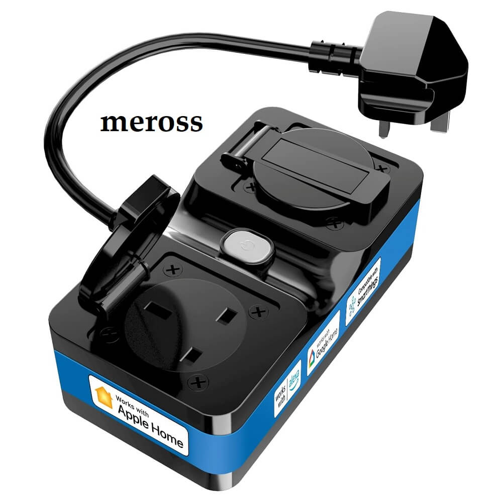 Meross Smart WiFi Outdoor Plug 10A IP64 Waterproof Plug Compatible with Apple HomeKit Alexa Google Assistant SmartThings, Voice Control, 2 Grounded Heavy Duty Outlets - Imported from UK