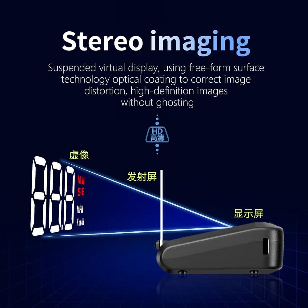 Car HUD Head up Display, G100 OBD GPS Car Electronics Projector Display, 3" Screen with Speed & Direction of Travel Information, Digital Car Speedometer Accessories For All Car/Vehicle - Imported from UK