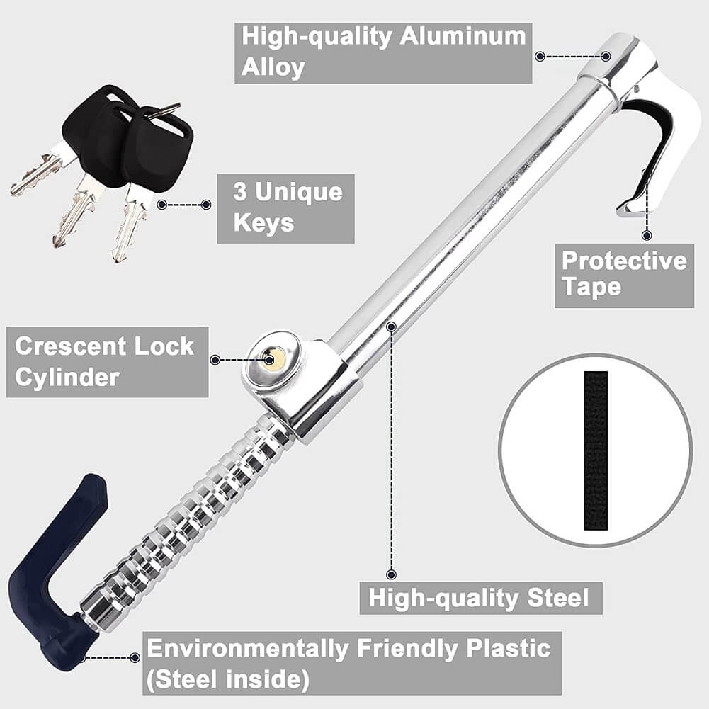 LEIQI Anti-Theft Steering Wheel Lock with 3 Keys, Universal Steering Wheel Brake Lock for Car Truck SUV Van -Imported from UK