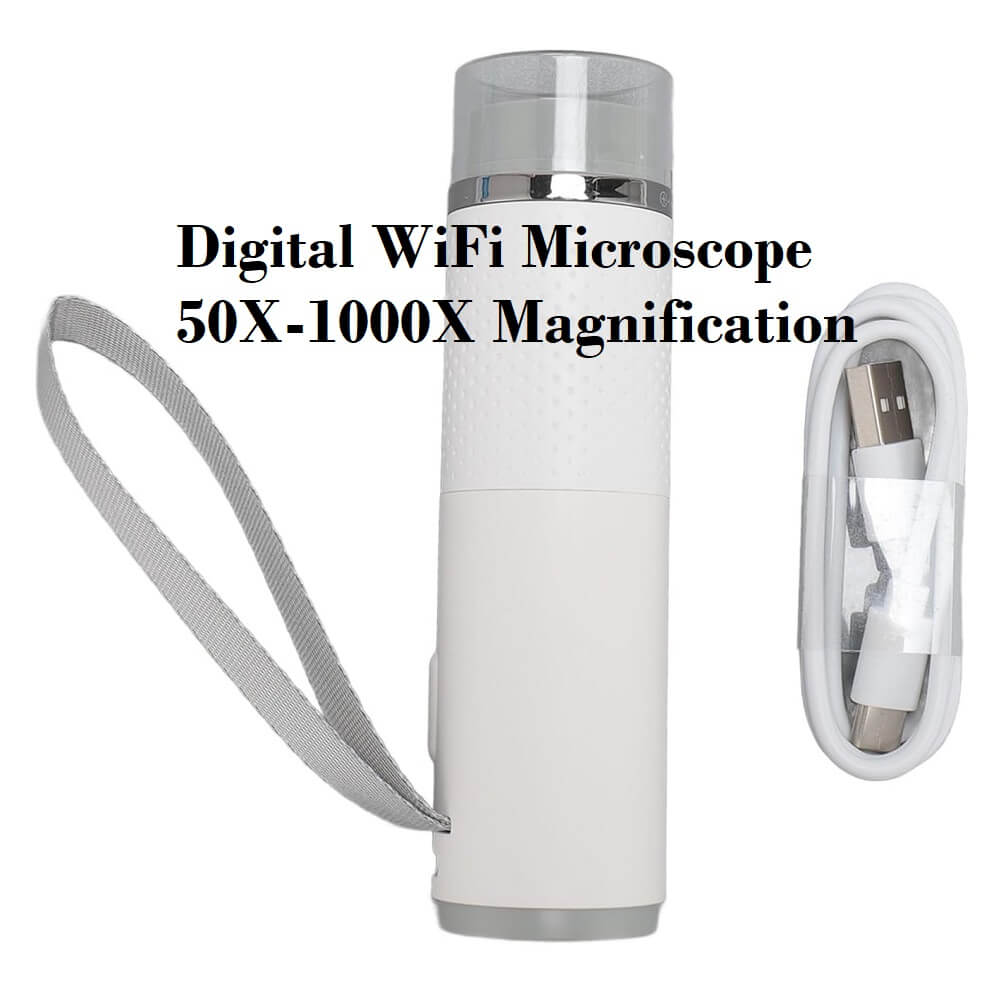 SKYBASIC Digital Wireless Microscope 2MP 50X-1000X Magnification Portable WiFi USB Microscope Camera with 8 LEDs for Phone PC Tablet Windows Android (Container Product Without Box) - Imported from UK