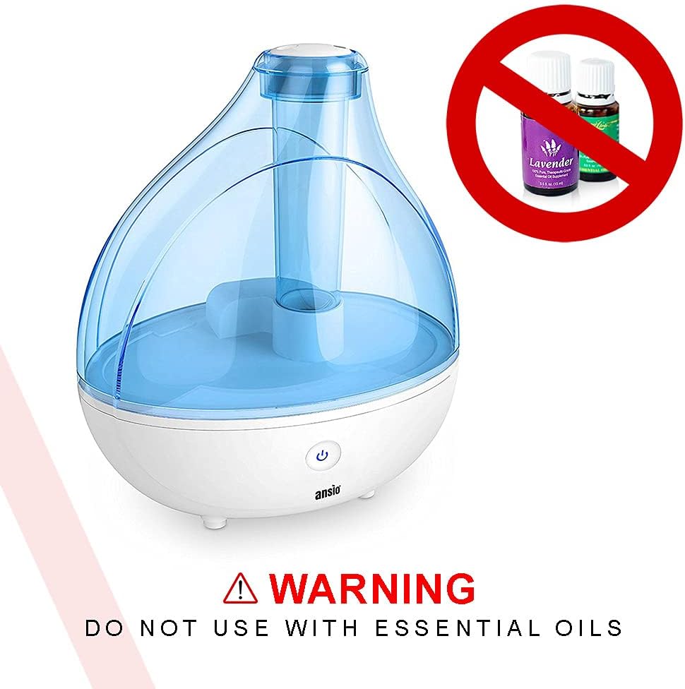 ANSIO® 1500ml Ultrasonic Cool Mist Humidifier with Up to 16 Hours Continuous Use-Humidifiers for Home, Yoga, Office, Bedroom, High Output, Ultra Quiet, Auto Shut Off, Large Capacity Vaporizer - Imported from UK