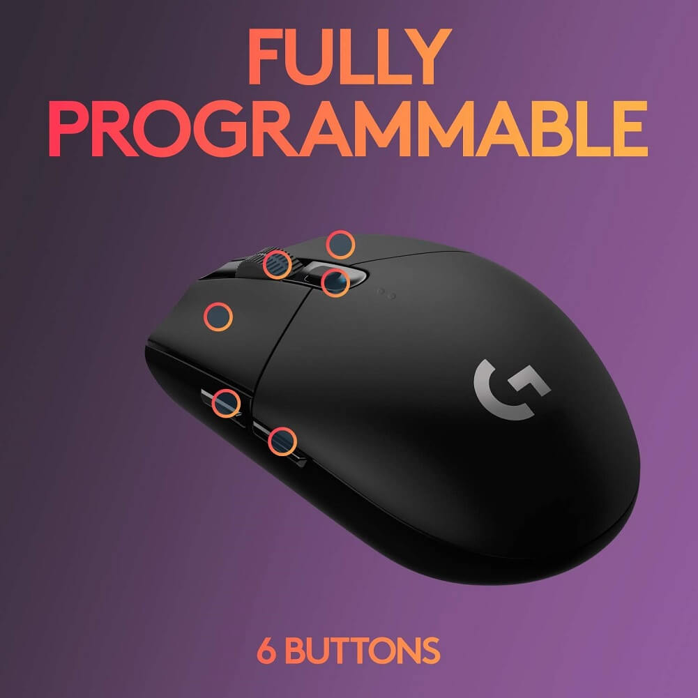Logitech G305 LIGHTSPEED Wireless Gaming Mouse, Hero 12K Sensor, 12000 DPI, Lightweight, 6 Programmable Buttons, 250h Battery Life, On-Board Memory, PC/Mac (Container Product Without Box) - Imported from UK