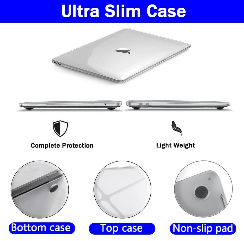 MOSISO Plastic Hardshell Case Keyboard Cover & Screen Protector for MacBook Air 13" - Imported from UK