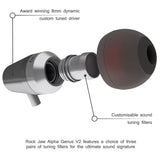 ROCK JAW AUDIO Alfa Genus V2 Earphones with In-Line Mic & Tuning Filter - Imported from UK