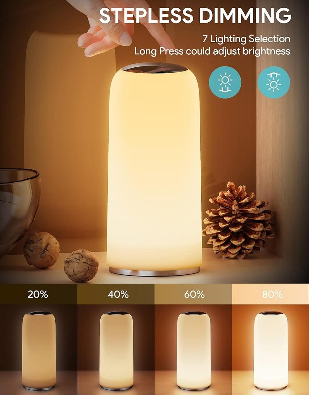 AUKEY Table Lamp RGB Touch-Sensitive Bedside Lamp with Timer Function - Imported from UK
