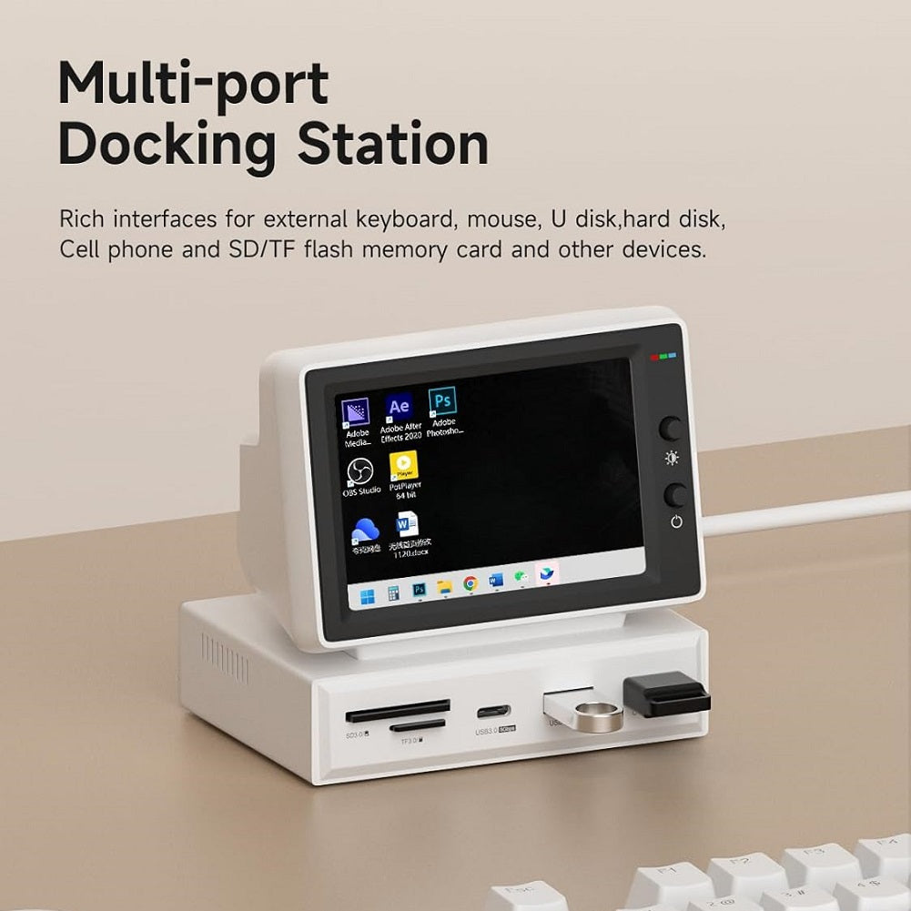 HAGIBIS Mini PC Monitor 8-in-1 USB-C Docking Station with 3.5" IPS Screen, USB 3.0 & HDMI - Imported from UK