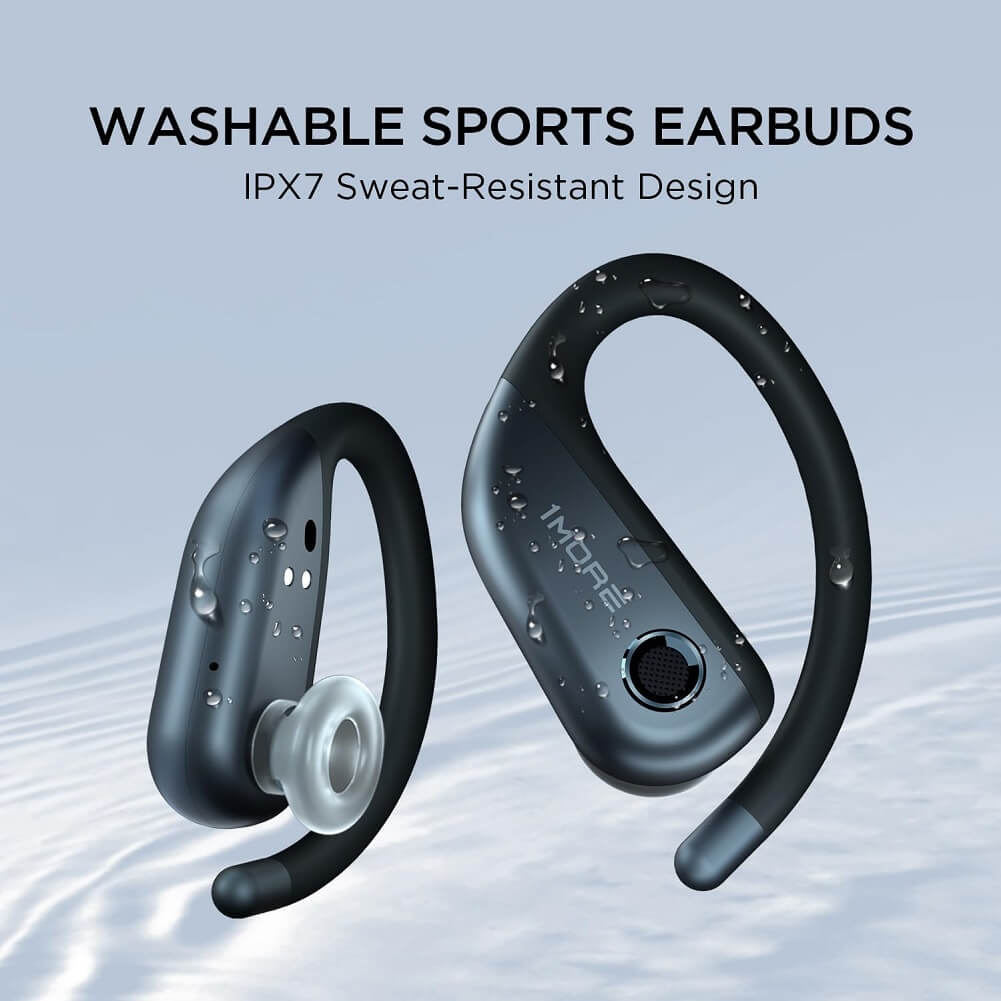 1MORE Fit Open Earbuds S50, Bluetooth 5.3 Wireless Earbuds with Long Battery Life IPX7 Water Resistance & Comfortable Fit for Running, Working Out & Even Everyday Use (Black & White) - Imported from UK