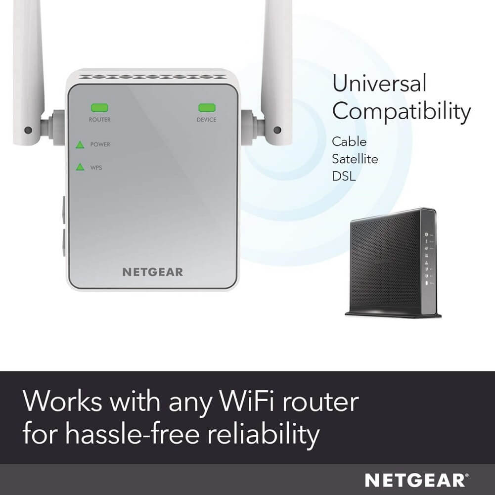 NETGEAR N300 WiFi Range Extender / Repeater Signal Booster up to 300 Mbps Covers up to 600 sq.ft & 10 devices - Imported from UK
