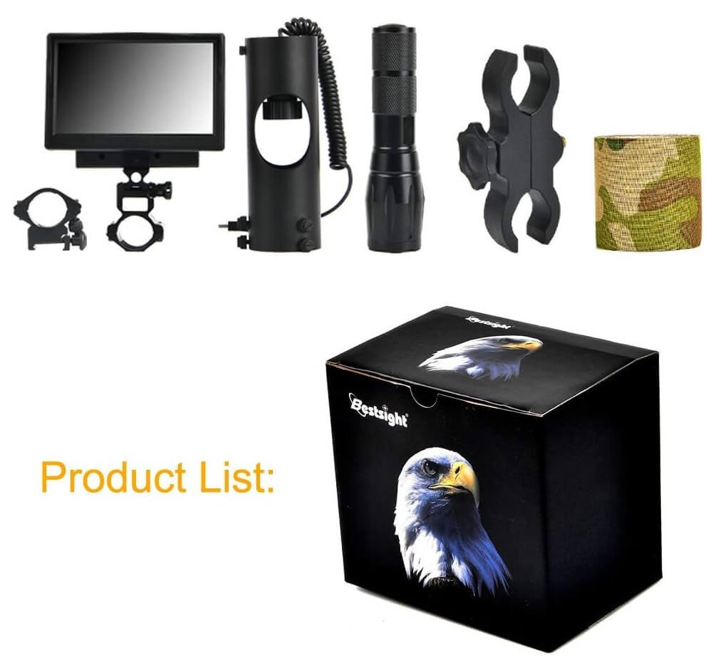 Bestsight Night Vision Rifle Scope, 5" Display Screen with 5W 850NM Infrared Illuminator, (Day & Night), 38-44mm Eyepiece Scope (Optic Sight) - Imported from UK