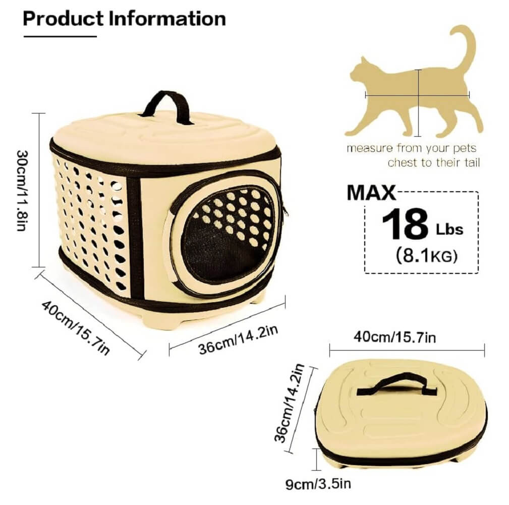 Easy Joy Pet Carrier Handbag Bag, Portable Travel Pet Bag, Opening Top Carry Box for Small Cat & Dogs Puppies Rabbits etc with Soft Mat - Imported from UK