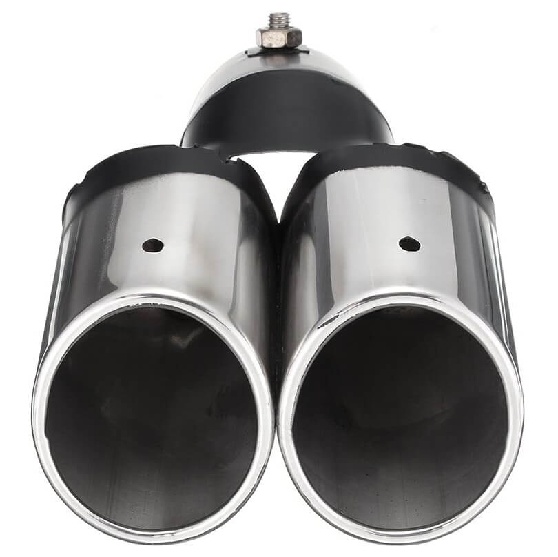 SUNJULY Car Exhaust Silencer, New Stainless Steel Car Universal Exhaust Muffler With Two Outlets & Chrome Tail - Imported from UK