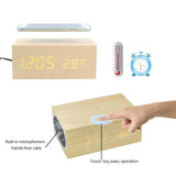 Eachine X5 9 in 1 Multi-Function Wooden Alarm Clock with Built-in Wireless Charger, Bluetooth 4.0 Speaker with Mic, Clock, Thermometer, NFC, LED Time Display & Double USB Interface  - Imported from UK