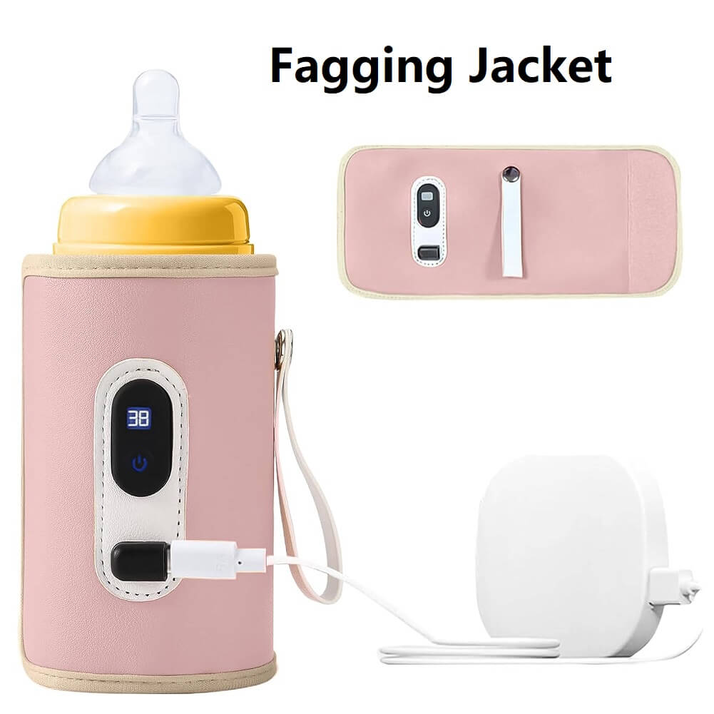 Digital Baby Bottle Warmer, Portable Baby Fagging Jacket USB 5 Gears Adjustable Temperature with LED Display For Breastmilk & Formula For Night Feeding & Outdoor  - Imported from UK