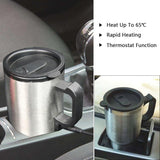 MOSANDON 12V Car Heated Travel Mug, 450ml Stainless Steel Electric Cup Insulated Heated Thermos Mug - Imported from UK