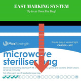 Max Strength Microwave Premium Sterilizer Bags (Pack of 10), Large & Durable Steam Bags for Baby Bottles, Soothers, Teethers & Training Cups, 20 Uses Per Bag, Marking System, Chemical Free - Imported from UK
