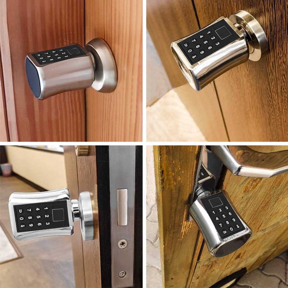 eLinkSmart Fingerprint Door Lock Brushed Stainless Steel Security Lock with Keyboard Codes & Key - Imported from UK