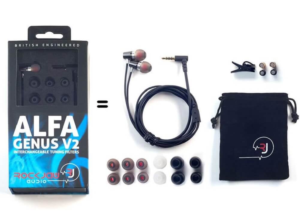 ROCK JAW AUDIO Alfa Genus V2 Earphones with In-Line Mic & Tuning Filter - Imported from UK