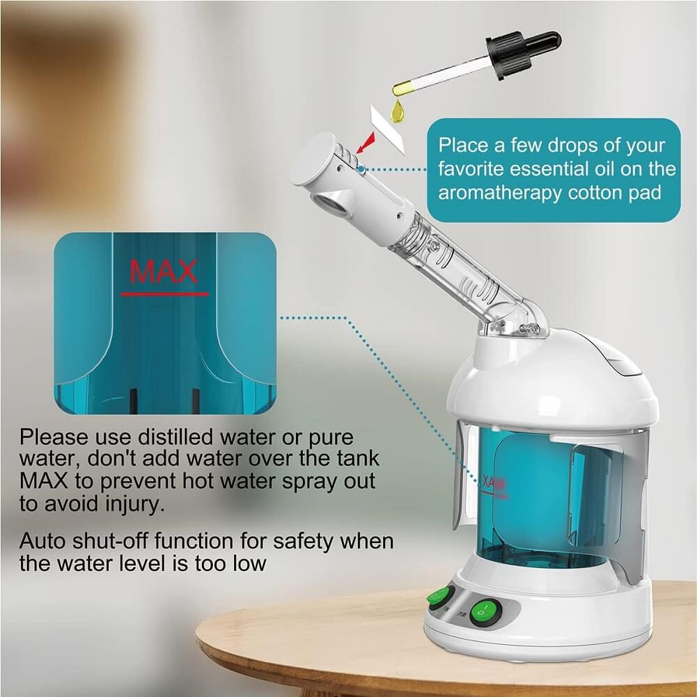 K-SKIN Facial Steamer, 350W Nano Ionic Face Steamer with 360° Rotatable Sprayer, Portable for Personal Care Use at Home or Salon - Imported from UK