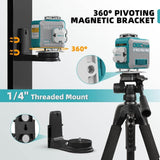 DECTEAM 4D 16 Lines Self-leveling Laser Level, 4 x 360° Green Cross Line Laser Levels with Horizontal & Vertical Lines, Rechargeable Battery & Magnetic Base Included - Imported from UK