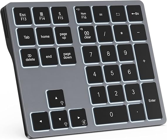 Jelly Comb Wireless Backlit Bluetooth Numeric Keypad for Laptops and Computers with 7-Color Backlight for MacBook & Windows (35 Keys) - Imported from UK