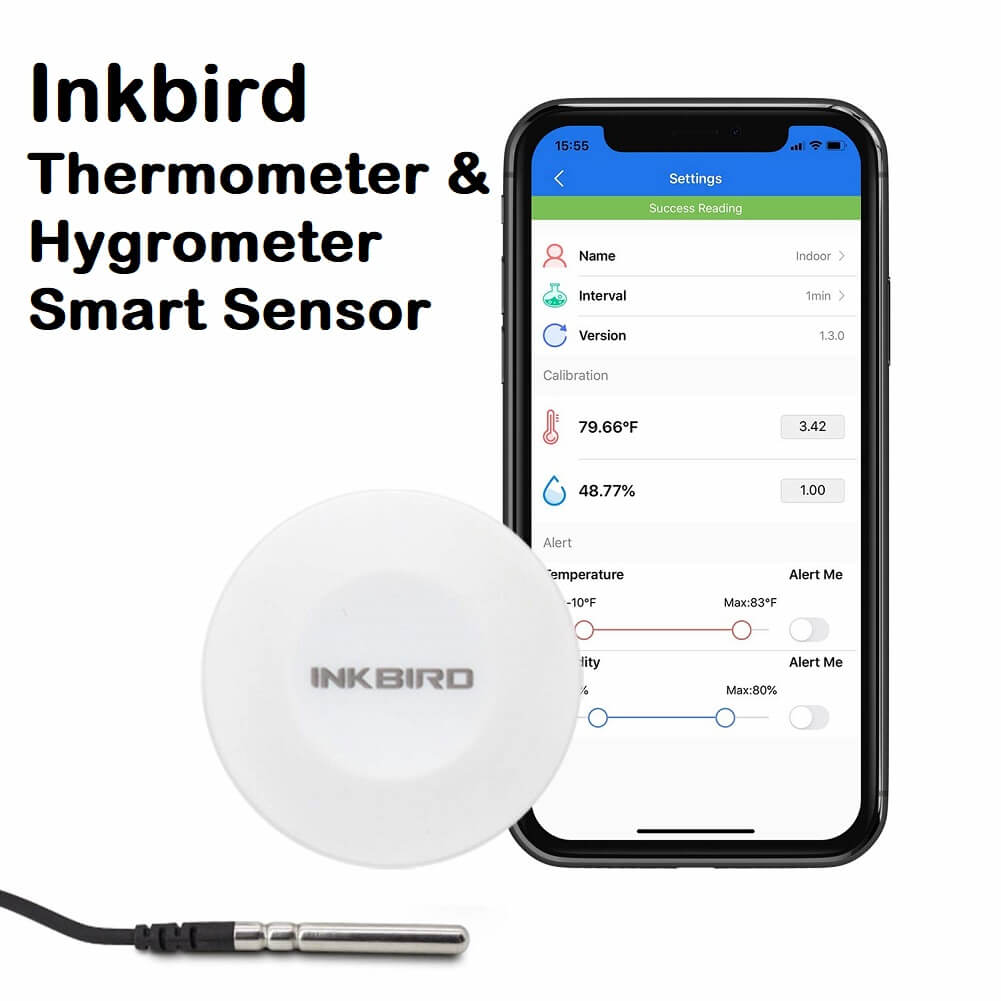 Inkbird Bluetooth Thermometer & Hygrometer Smart Sensor Data Logger with Waterproof External Probe for Android & iOS, for Food Storage Brewing Reptiles Instrument - Imported from UK