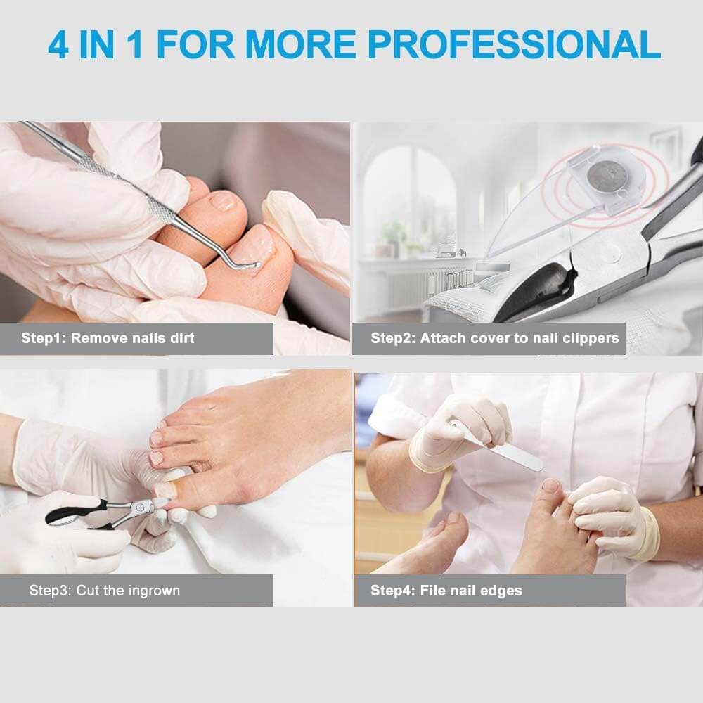 BLESWIN Toe Nail Clipper for Ingrown or Thick Toenails, 4pcs Toenails Trimmer & Professional Podiatrist Toenail Nipper for Seniors with Surgical Stainless Steel Super Sharp Blades Soft Grip Handle - Imported from UK