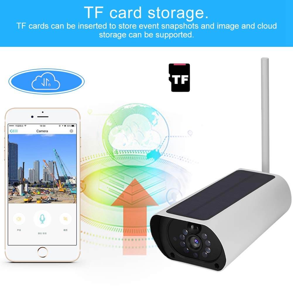 WiFi Solar Powered Bullet Camera, 1080P Outdoor Security Camera with 2 Antennas, Night Vision  Function, TF Card Storage, IP66 Waterproof - Imported rom UK