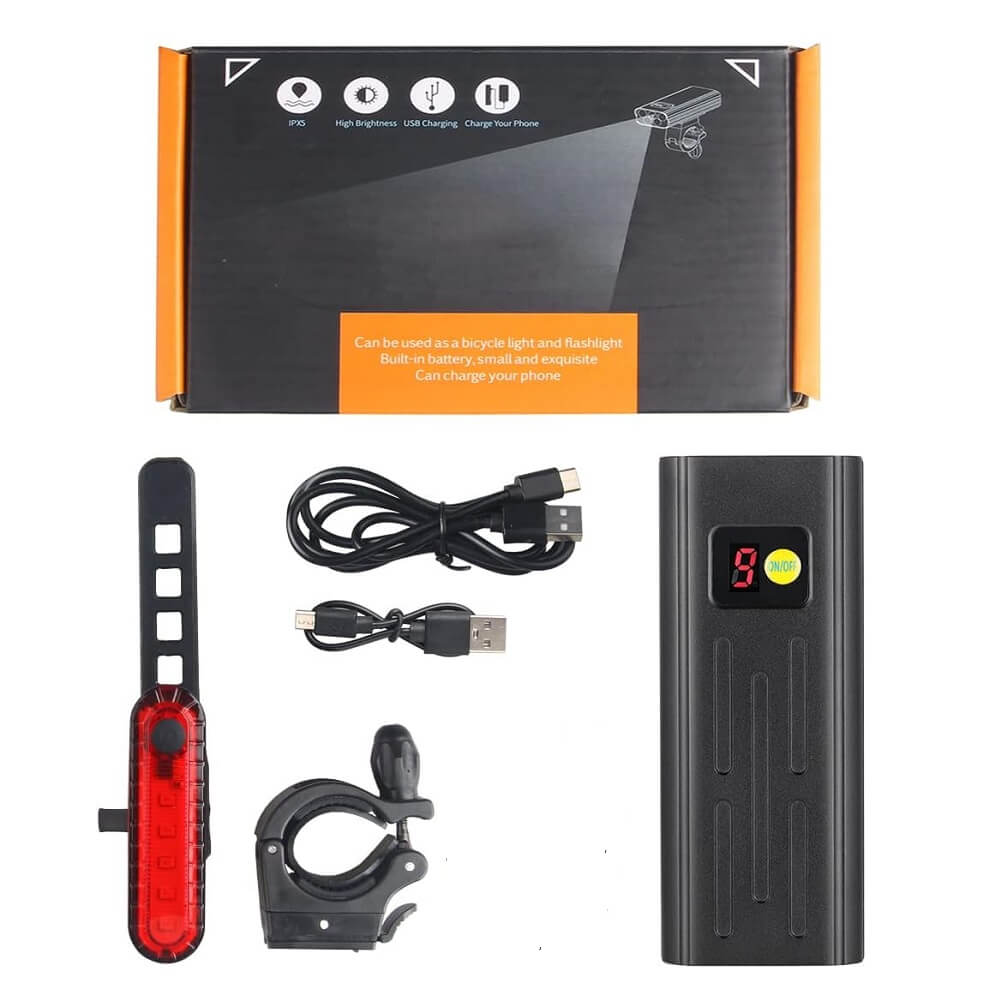 VASTFIRE Aluminum Bicycle Light Rechargeable for Night Riding, Aluminum Mounts Waterproof Front & Back USB-C Rechargeable Bicycle Light, EBike Headlight with 5 LEDs & 5 Modes. 5200mAh Battery - Imported from UK