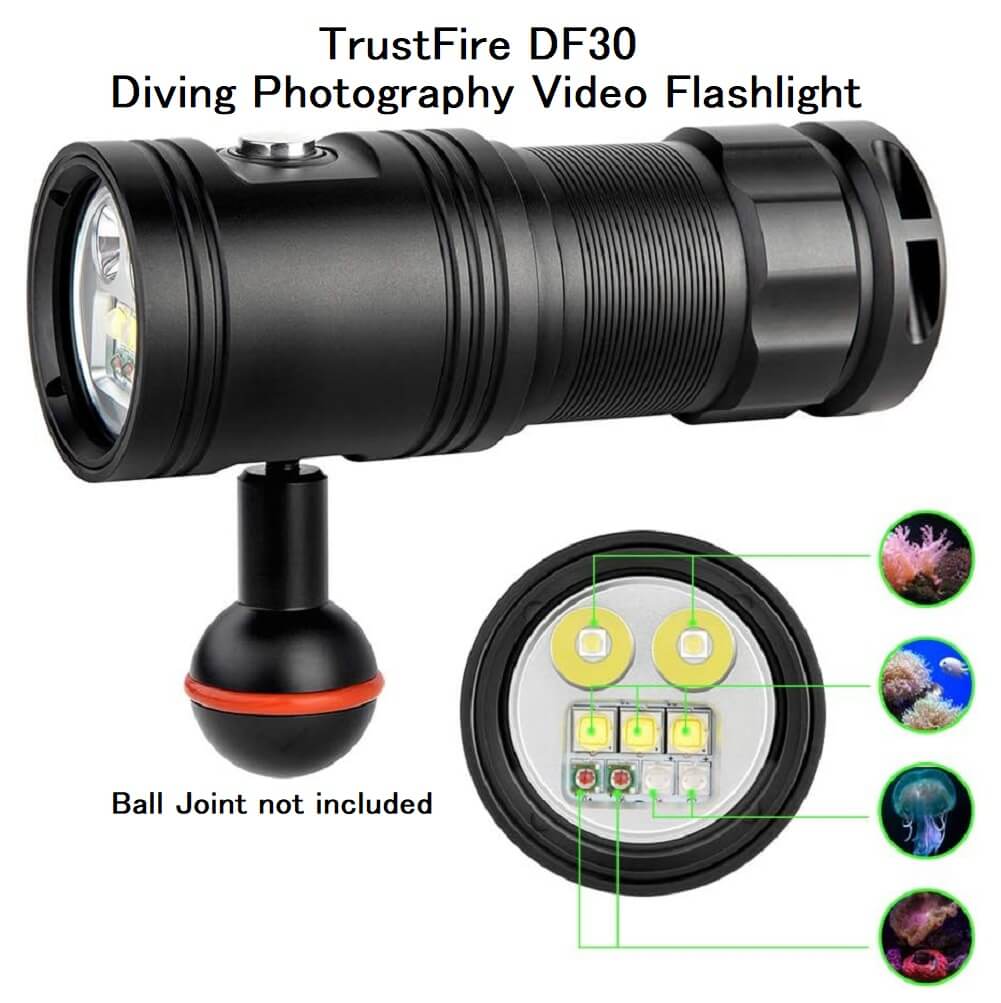 TrustFire DF30 150° Diving Photography Video Flashlight, 2350 Lumens Underwater Camera Dive Light (Container Product Without Accessories & Box) - Imported from UK