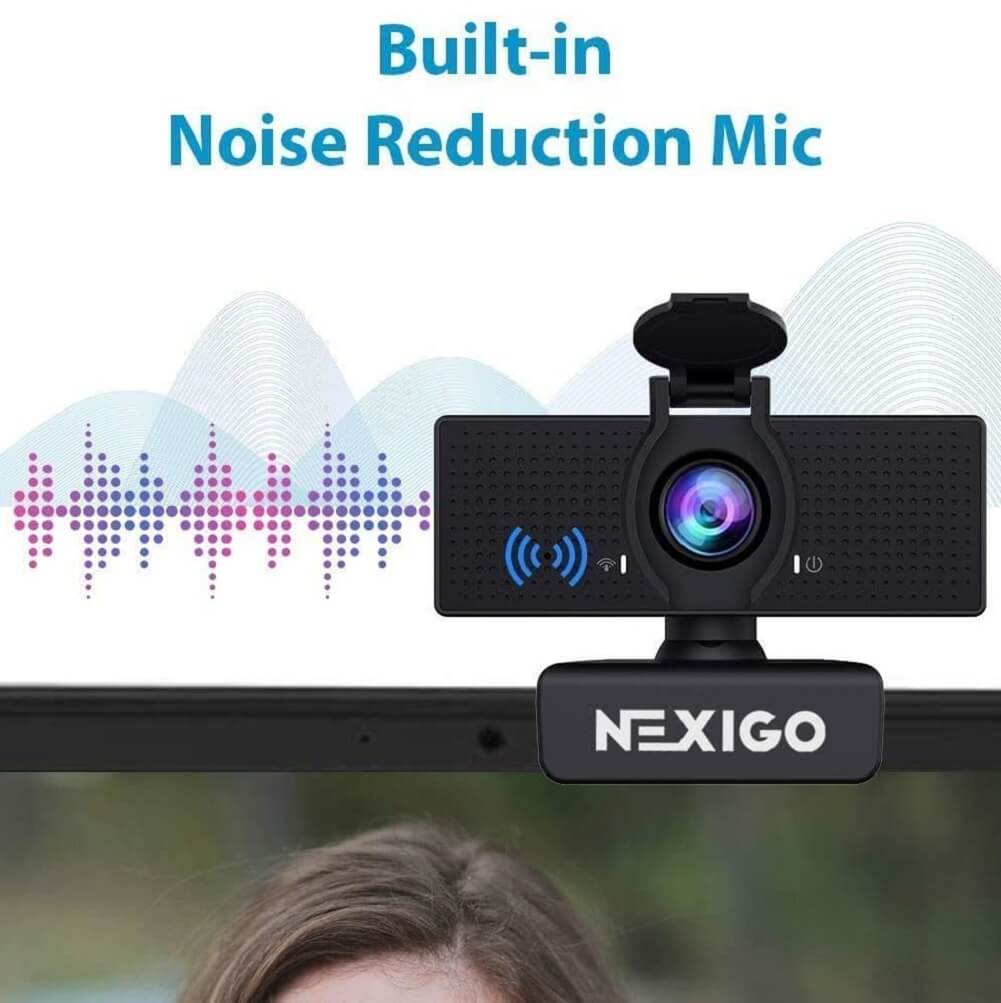 NexiGo N60 1080P Web Camera, HD Webcam with Microphone & Privacy Cover, 110° Wide Angle for Zoom Skype Teams OBS, Conferencing & Video Calling - Imported from UK
