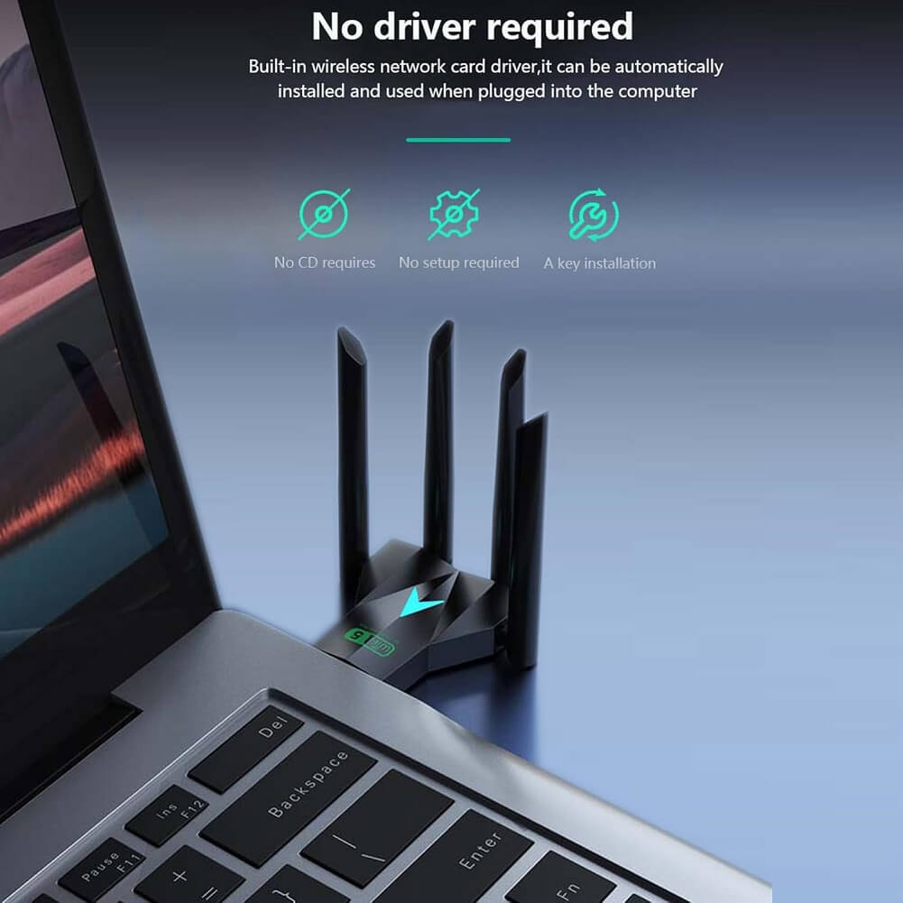 USB WiFi Adapter, Dual Band 1300Mbps Wireless Network Adapter, Driver Free WiFi Dongle Signal Receiver for PC Windows 11/10/8.1/8/7 (Amazon Container Product Without Box) - Imported from UK