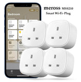 Meross Smart WiFi Plugs Compatible with HomeKit, Alexa, Google Home, SmartThings Wireless Remote Control Timer Plug No Hub Required (Pack of 4) - Imported from UK
