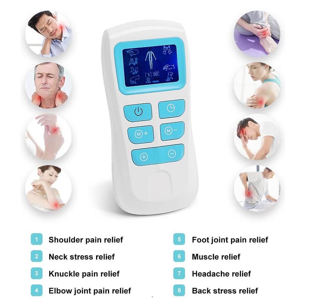 OSITO Tens Unit Machine EMS Muscle Stimulator for Pain Relief, 8 Massage Modes 4 Electrode Pads for Treating Back Neck Stress Arthritis Sciatic Pain & Muscle Relief - Imported from UK