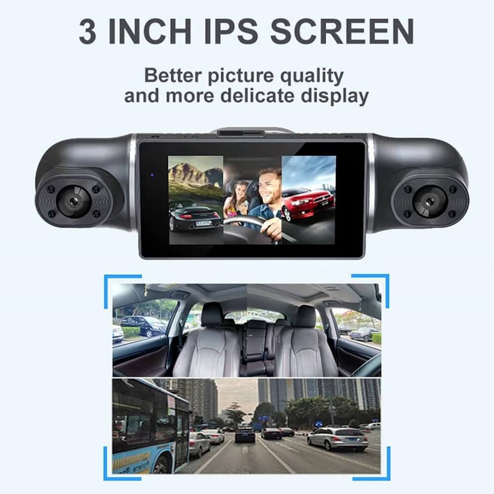 EUIOOVM Car Black Box DVR Dash Cam, 360-Degree Panoramic Car DVR, Full HD 1080P, 4 Channel Video Recorder, WiFi, GPS, G-Sensor, Front, Rear, Left and Right Vehicle Cameras, Loop Recording, WDR, Night Vision, 64GB Card Included - Imported from UK
