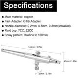 Airbrush Set Professional Spray for Model Making Art Painting with G1/8 Adapter Wrench 2 Fluid Cups 2 Needles 2 Nozzles - Imported from UK