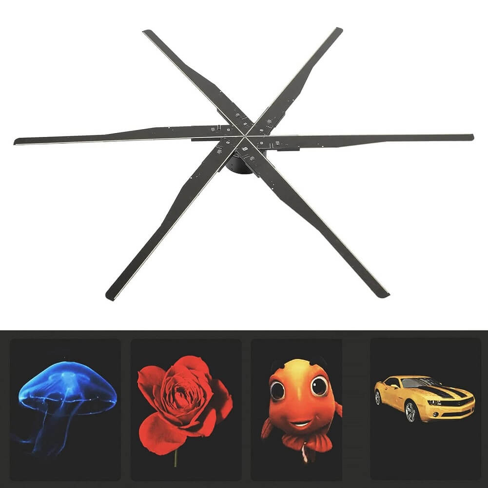 3D Holographic Advertising WiFi Fan Projector, 1532 Lamp Beads 6 Leaves & 115cm Hi-Resolution Hologram Air Imaging Rotating Suspension, Ideal for Advertising Displayer Business/Shop/Party/Events/Malls & Exhibitions,(iOS Supported)- Imported from UK