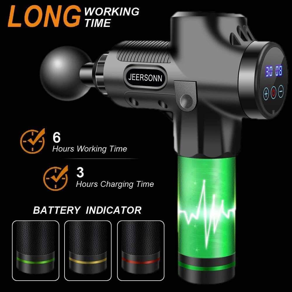 JEERSONN Muscle Massage Gun with 6 Massage Heads 30 Speeds & LCD Display, Ultra-Quiet Hand-Held Deep Tissue Muscle Massager - Imported from UK