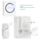 KooPower Wireless Doorbell, 2 Receivers 1 Transmitter Waterproof Door Chime, UK Plug - Imported from UK
