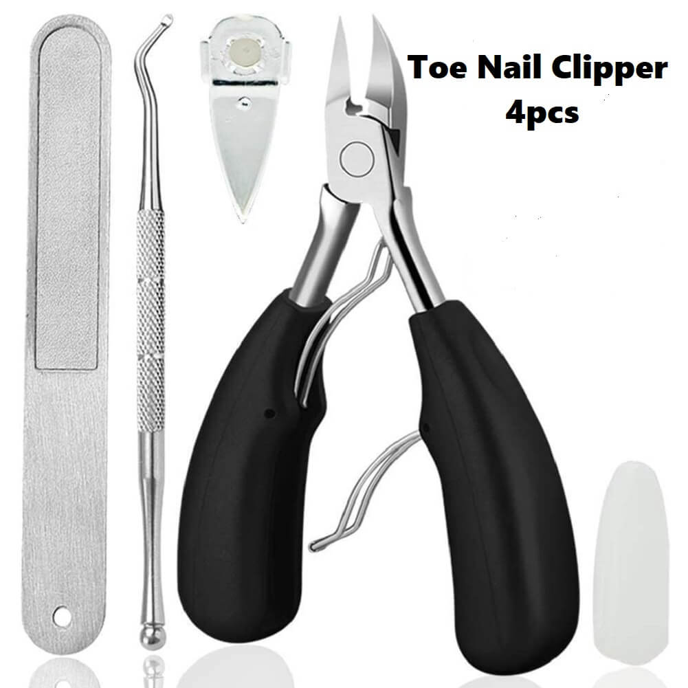 BLESWIN Toe Nail Clipper for Ingrown or Thick Toenails, 4pcs Toenails Trimmer & Professional Podiatrist Toenail Nipper for Seniors with Surgical Stainless Steel Super Sharp Blades Soft Grip Handle - Imported from UK