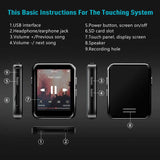 Geekera / Timoom Bluetooth 5.0 MP3 Player, 16GB Music Player with HiFi Lossless Sound, 1.8" Full Touch Screen with Clip Speaker FM Radio Recorder E-book Video Alarm - Imported from UK